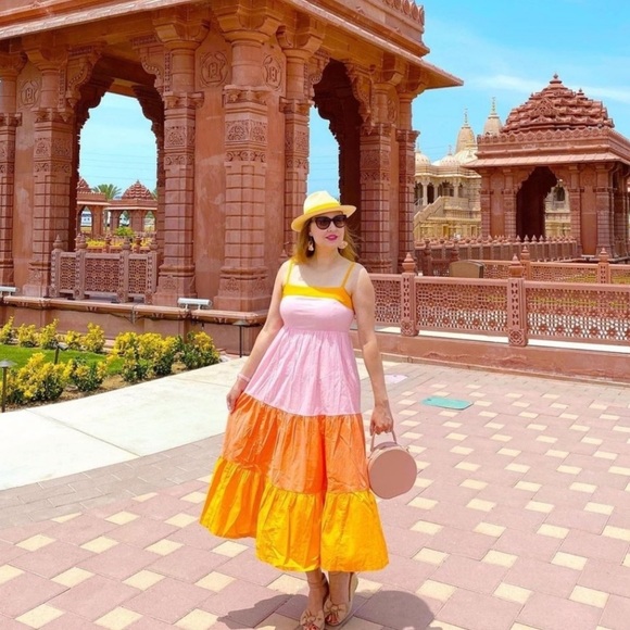 J. Crew Dresses & Skirts - J Crew Colorblock Tiered Maxi Dress Orange